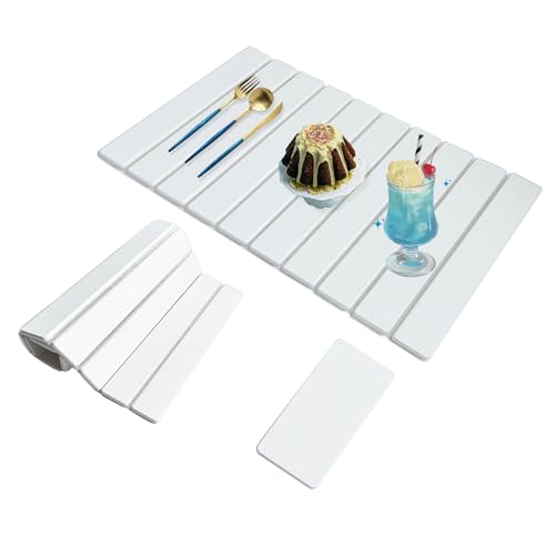 Large Stone Drying Mat for Kitchen Counter, 24"x16" Fast-Drying Super-Absorbent Diatomaceous Dish Drying Mat, Collapsible Dish Drying Stone for Dishes, Bottles, Cups, Any Countertop - color: White