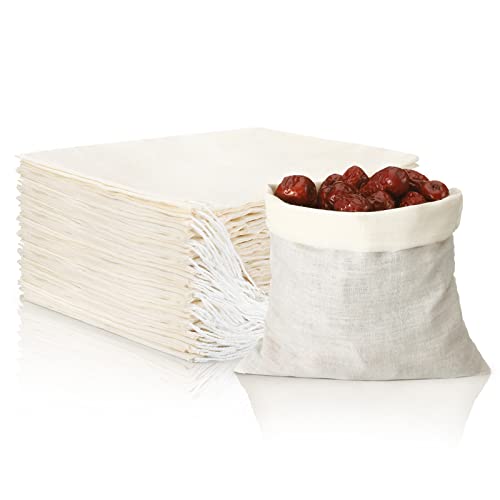 Boao 50 Pcs Cheese Cloth Tea Filters - Reusable 8 x 10 Inch Tea Bags for Loose Tea, Coffee, Soup and Spice Straining