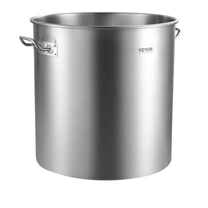 VEVOR Stainless Steel Stockpot, 84 Quart Large Cooking Pots, Cookware Sauce Pot with Basket, Lid, and Handle, Heavy Duty Commercial Grade Stock Pot, Sanding Treatment, for Large Groups Events Silver - size: 84 Quarts