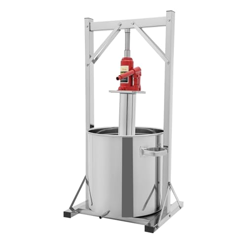 Stainless Steel Hydraulic Jack Press Extractor Fruit Wine Press 9.51 Gallon 100% Nature Juice Making Manual Juice Maker for Rice Wine, Honey, Vegetables, Wine, Cheese, Etc