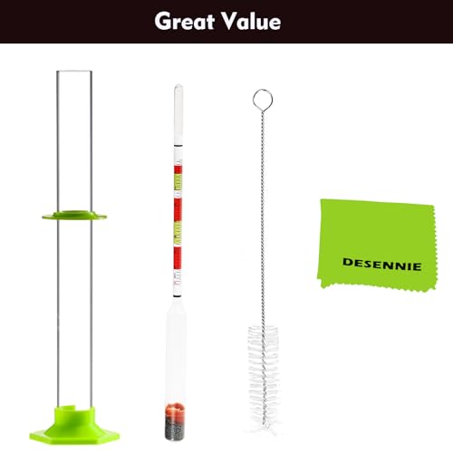 Triple Scale Hydrometer for Wine, Beer, Mead & Cider - ABV, Brix and Gravity Test Kit with Glass Test Jar Cleaning Brush Microfiber Cloth - color: Triple Scale Hydrometer Test Jar Kit