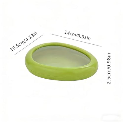 Reusable Food Cover with Lid Stretch Wrap Saver for Fruit and Vegetables Kitchen Storage Cover for Onion Lemon Tomato - color: green
