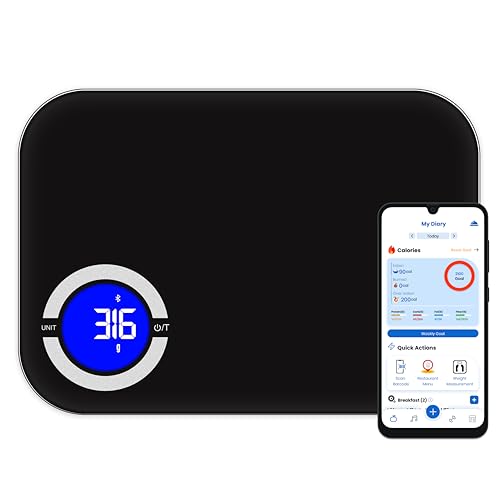 Smart Kitchen Scale- Digital Weight Grams and Oz Food Scale with Nutritional Calculator for Weight Loss, Accurately Track Calories & Macros with Bluetooth Fitness App (Black). - color: Black
