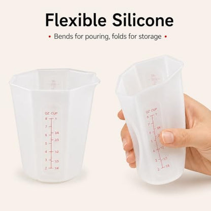 Silicone Measuring Cup 1 Cup (250ml), Flexible Liquid Measuring Cup with Pour Spout, BPA Free Food Grade Silicone Measuring Cup for Cooking, Baking and Kitchen Use