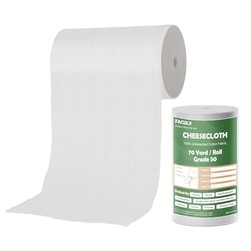 1 Roll Cheesecloth for Straining 70 Yard, 100% Natural Cotton Fabric Reusable Cheese Cloth, Bleached Cheese Cloth Table for RUNNER for Wedding, Decoration, Polishing, Straining (Grade 50) - size: Grade 50