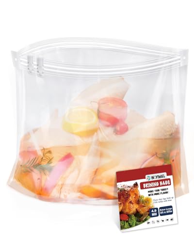 Turkey Brine Bag, 26"×22", 2 Pack, Extra Large Brining Bags for Thanksgiving Turkey, Chicken, Beef, Fish, Pork - Holds up to 35lbs, Double Zipper Heavy Duty Brine Bag with 2 Cotton Strings & Clips