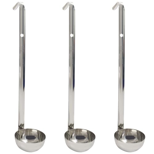 2 Oz Stainless Steel Ladle, 3 Pcs, 9" Long Handle Length | 2.36" Bowl Diameter, Sturdy Soup Ladle, For Stirring, Portioning and Serving, Restaurants and Home Use - size: 2 oz