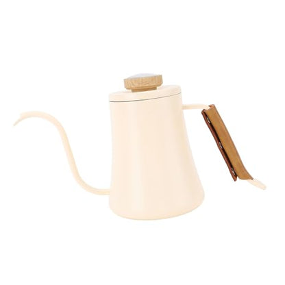 Tnfeeon 304 Stainless Steel Gooseneck Coffee Kettle 600ML Pour Over Kettle with Thermometer Lid Long Narrow Spout Compact Design for Home Office Camping