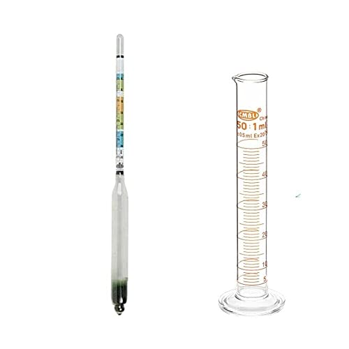 Triple Scale Hydrometer for Home Brewing Beer, Wine, Mead and Kombucha with Glass Test Jar Acessories Storage Box