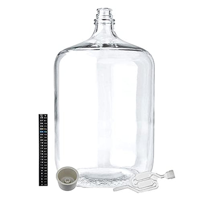 Home Brew Ohio 6.5 Gallon Glass Carboy with Drilled Bung, Twin Bubble Airlock and Dual Scale Thermometer