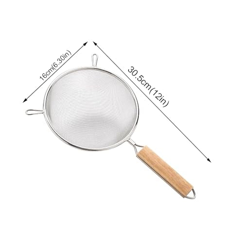 Strainer with Single Fine Mesh, 6.3-Inch Diameter, Medium, Stainless Steel, Tan,Silver Large - size: M Double-handled