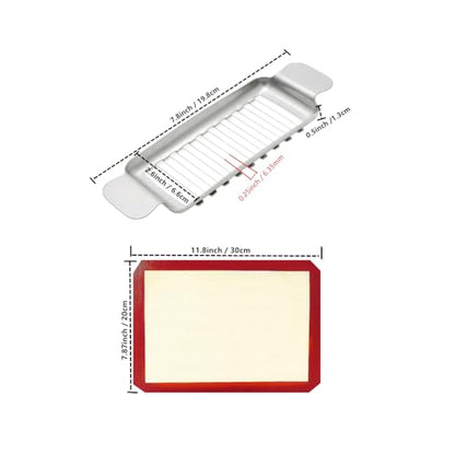 Butter Slicer Cutter,Cheese Cutters for Block Cheese, Butter Slicer with Silicone Baking Mat kit for Butter Squares, Stainless Steel Cutter
