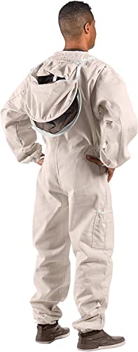Bees & Co U73 Natural Cotton Beekeeper Suit with Round Veil - size: X-Large