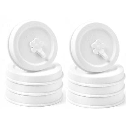 Silicone Mason Jar Lids with Straw Hole for Regular & Wide Mouth Jars | Regular and Wide Mouth Compatible, With Straw Hole, With Stopper,BPA Free,Dishwasher Safe - color: 8pcs white
