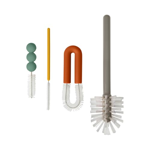 Boon Mod Replacement Baby Bottle Brushes - Includes Bottle Cleaner Brush, Straw Cleaner Brush, Nipple Brush and Detail Brush for Baby Bottles - Newborn Essentials - Deco - 4 Count