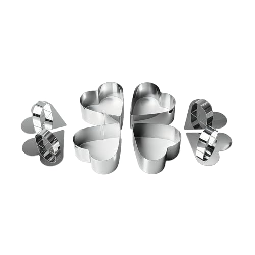 Heart Shaped Mousse Ring Set 4PCS with Pusher Stainless Steel Cake Mold for DIY Desserts Pastry Cheesecake Cookie Baking Tools(3.27 x 1.5Inch) - size: Heart