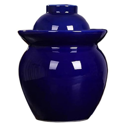Traditional Chinese Porcelain Pickle Jar, Fermentation Crock Pickling Pot, Fermenting Jar with Water Seal Airlock Lid, Stoneware Fermenter for Kimchi Saue, Jingdezhen Ceramic,C,1.5kg