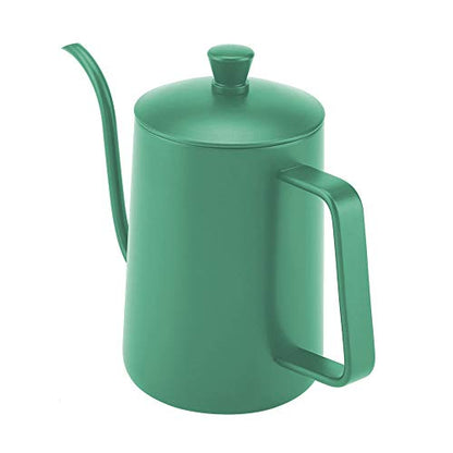 ZJchao Stainless Steel Coffee Kettle Gooseneck Spout Teapot with Thermometer 600ml Large Capacity Precision Pouring Coating for Coffee Brewing Enthusiasts Black Pink Green (Green) - color: Green