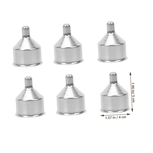 6Pcs Food Grade Stainless Steel Wide Mouth Funnels for Filling Bottles Small Liquid Transfer Funnels Resistant Scratching Lightweight Kitchen Accessories for Oil Wine Soy Sauce