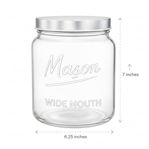Kitchentoolz 64 oz Mason Jars Wide Mouth 2-Pack – Half Gallon Glass Jar with Lid – 1/2 Gallon Large Mason Jars with Lids for Food Storage, Canning, and Fermenting - size: Pack of 2
