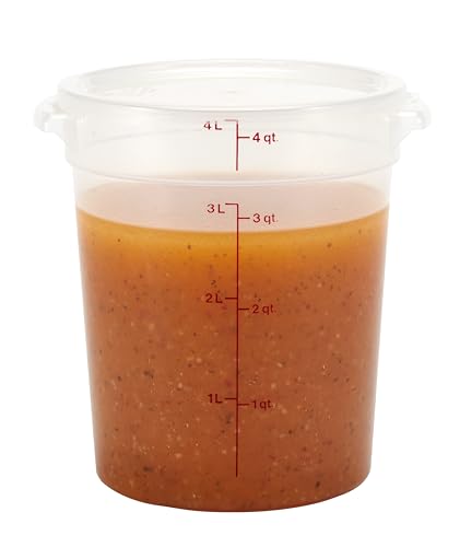 Cambro Food Storage Containers with Lids (BPA-Free) - 4 Quart - Food Grade Buckets with Lids (2 Pack) - For Dough Proofing and Brining (Translucent) - size: 8 inches diameter x 9 inches tall