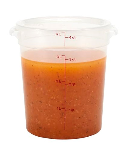 Cambro Food Storage Containers with Lids (BPA-Free) - 4 Quart - Food Grade Buckets with Lids (2 Pack) - For Dough Proofing and Brining (Translucent) - size: 8 inches diameter x 9 inches tall