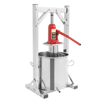 12L/3.17 gal Stainless Steel Fruit Wine Press with Hydraulic Jack Manual Cider Press Wine Making Supplies and Equipment for Vegetables Tincture Herbal Juice Making - size: 12L/3.17Gallon