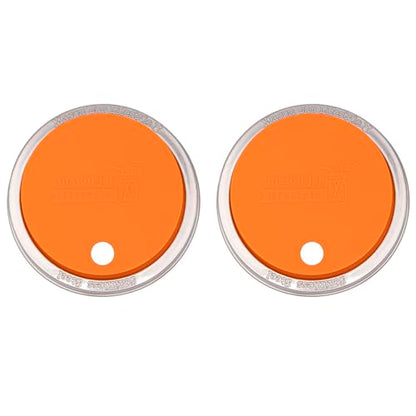 2 Pack, Tangerine Wide Mouth Silicone Straw Hole Tumbler and Fermentation Lids with Stainless Steel Bands by Mason Jar Lifestyle - color: Tangerine, size: Wide Mouth