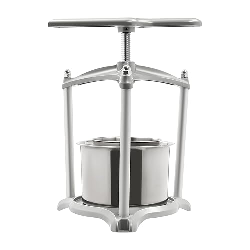 Fruit Wine Press 0.7 Gallon Stainless Steel Fruit Wine Press 100% Nature Juice Making Manual Juice Maker Apple Grape Berry Vegetables Crusher Olive Oil Cider Wine Making Press Machine - color: 0.7 Gallon