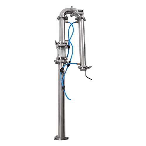 Tubular Distillation Tower with Sight Glass, 2'' Domestic Brewing Equipment Distiller Stainless Steel Still Reflux Column for 13-26 Gallon Fermenter Capacity