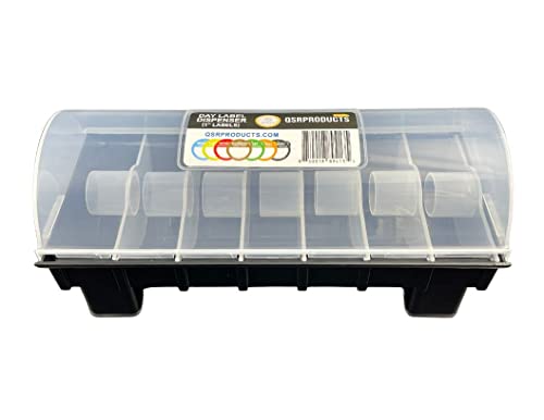 QSRProducts 7-Slot Day of The Week Covered Label Dispenser (for 3/4" & 1" Labels) - Food Sticker Holder for Inventory Management and Meal Prep, Protects Labels Inside