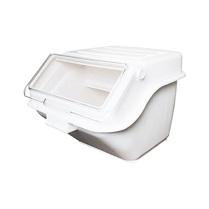 TrueCraftware- 10 Gallon Shelf Ingredient Bin (150 Cups) White Storage Container with Clear Flip Top Lid &Measuring Scoop-Stackable Plastic Food Pantry Organizer for Flour Sugar - size: 10 Gallon