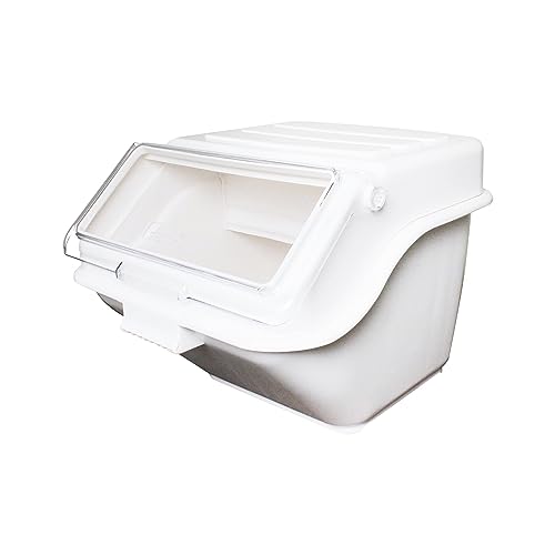TrueCraftware- 10 Gallon Shelf Ingredient Bin (150 Cups) White Storage Container with Clear Flip Top Lid &Measuring Scoop-Stackable Plastic Food Pantry Organizer for Flour Sugar - size: 10 Gallon