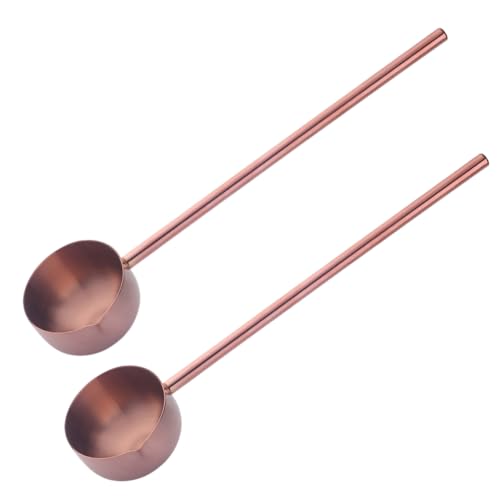 Stainless Steel Hot Oil Ladle, 2pcs Solid Oil Spoon with 10.5 inch Long Handle Pour Spout, 70ml Capacity for Kitchen Cooking Serving Soups and Drizzle Sauces Dishwasher Safe (Rose Gold) - color: Rose Gold