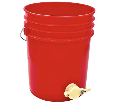 House Naturals Plastic 5 Gallon Honey Food Grade Bucket with Honey Gate for Beekeeping and Screw on Lid (Red) - color: Red
