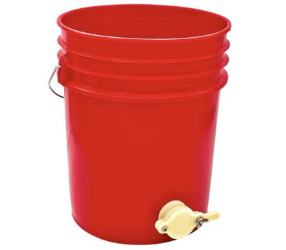 House Naturals Plastic 5 Gallon Honey Food Grade Bucket with Honey Gate for Beekeeping and Screw on Lid (Red) - color: Red