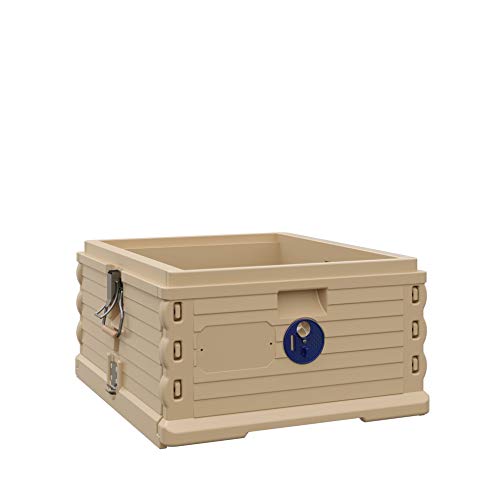 Apimaye Insulated Deep Super 10 Frame [NO FRAMES INCLUDED] (Tan Body Blue Entrance) - color: Tan Body Blue Entrance