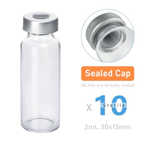 10 Pack 20ml Sealed Sample Vials, Transparent Glass Vials with Self Healing Injection Port - size: 20ML