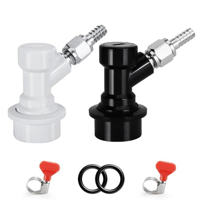 1 Pairs Keg Ball Lock Quick Disconnect Set Home Brewing Keg Parts Ball Lock Keg Fittings with Stainless 5/16'' Gas 1/4'' Beer Barb Swivel Nuts 2 Hose Clamp for Keg Post Coupler Black White - size: 1 Pair
