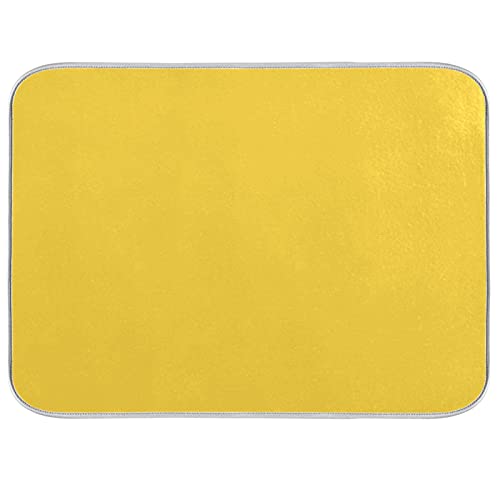 Dish Drying Mat for Kitchen Counter Absorbent Microfiber Dry Dishes Mats Drainer Counter Mat Yellow Drying Dish Pad 16 x 18 Inch for Countertops Decor - color: Yellow, size: 16 X 18 in