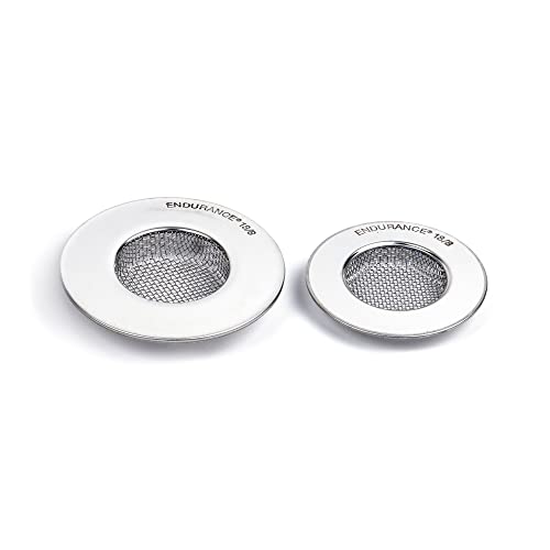 RSVP International Stainless Steel Kitchen Sink Strainer, Food Scrap Trap, Dishwasher Safe, Stainless Steel, Strainer Set of 2 Assorted - size: Strainer Set of 2 Assorted