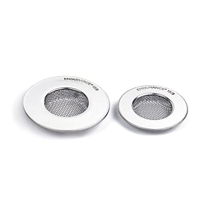 RSVP International Stainless Steel Kitchen Sink Strainer, Food Scrap Trap, Dishwasher Safe, Stainless Steel, Strainer Set of 2 Assorted - size: Strainer Set of 2 Assorted