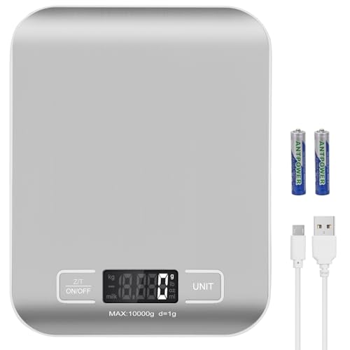 Digital Shipping Scale,Stainless Steel Panel, Accurate Portable Postal Scale for Packages, Small Business,Kitchen, Food, Handmade, Liquids, and Boutique (Silver Rechargeable(10kg/1g)) - color: Silver Rechargeable(10kg/1g)