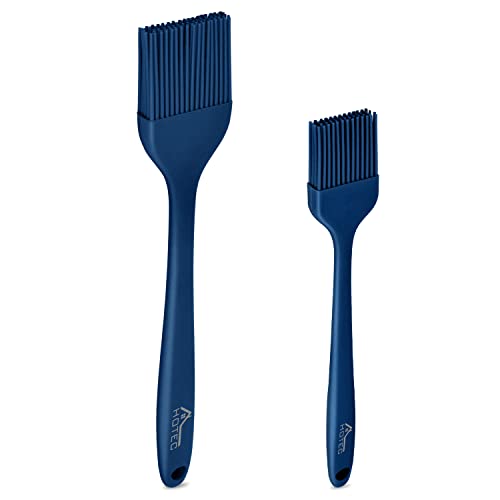 HOTEC 2 pieces Set Basting Brushes Silicone Heat Resistant Pastry Brushes Spread Oil Butter Sauce Marinades for BBQ Grill Barbecue Baking Kitchen Cooking BPA Free Dishwasher Safe (Classic Blue) - color: Classic Blue