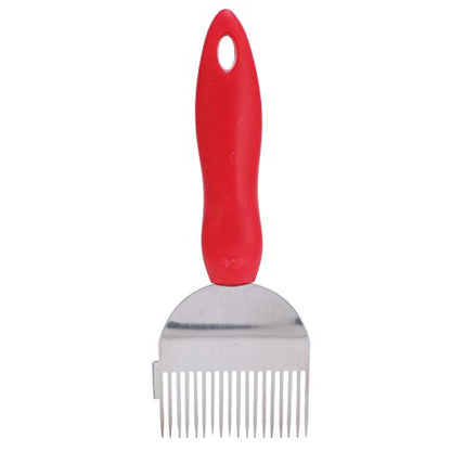 ZJchao Stainless Steel Bee Uncapping Fork with Plastic Handle Honey Scraper for Beekeeping Red