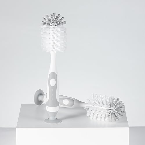 Chemimoso Multifunctional Cleaning Brush, Baby Bottle Brush, Water Bottle Brush Cleaner, Cup Brush, Rotate The Suction Cup to Obtain The Small Bristle Brushes Hidden in Handles, Set B, Grey - color: Grey 2
