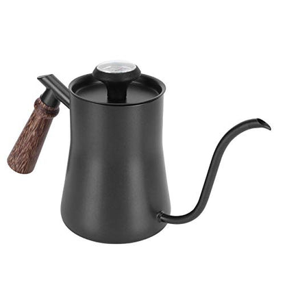 650ml Gooseneck Coffee Kettle Stainless Steel Pour Over Kettle with Thermometer Ergonomic Handle for Precise Brewing Tea Coffee (650ml black) - color: 650ml black