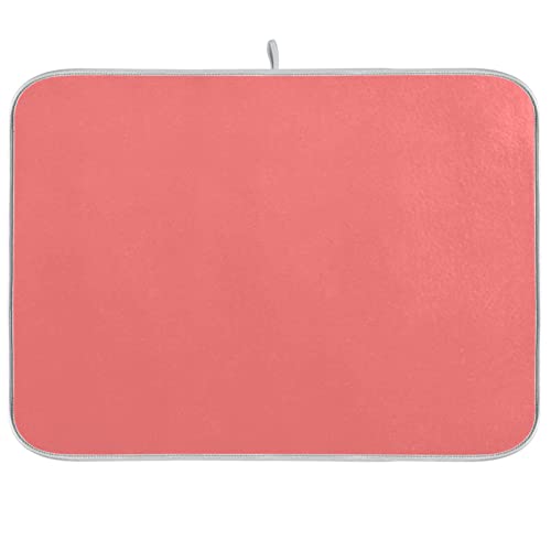 Dish Drying Mat for Kitchen Counter 16 x 18 Inch Absorbent Microfiber Dry Dishes Mats Drainer Mat Peach Pink Dish Drying Pad for Countertops Decor - color: Peach Pink, size: 16 X 18 in