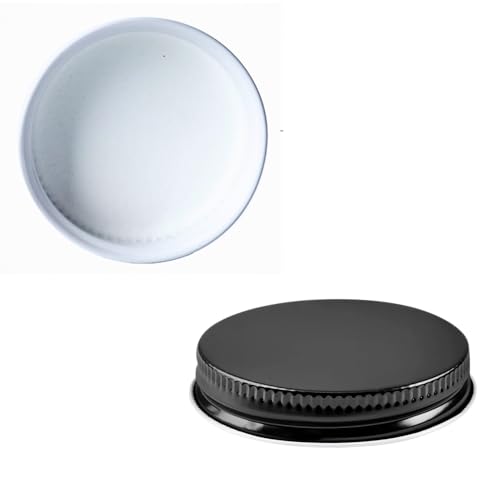 Metal Growler Caps For 1-Gallon & 1/2-Gal Sized Glass Growler Jugs - 1.5" (38mm) Dia, Made in USA - Beer/Kombucha/Homebrew Bottle - Food Grade Lid w/Continuous Thread & Plastisol Liner (12, Black) - color: Black