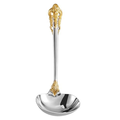 KEAWELL Premium 7.5 inch Luxury Gravy Ladle, 18/10 Stainless Steel, Small Gravy Spoon for Home. Solid and Sturdy, Dishwasher Safe. (1, Gold Accent) - color: Gold Accent